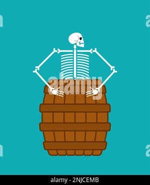 Skelett im Fass isoliert. Vektordarstellung Stock Vektor