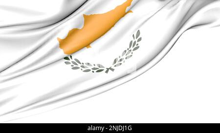 Zypernflagge isoliert auf weißem Hintergrund, Abbildung 3D Stockfoto