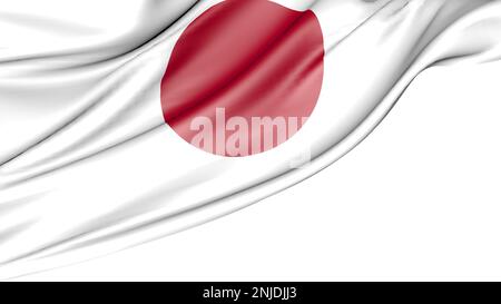 Japanische Flagge isoliert auf weißem Hintergrund, Abbildung 3D Stockfoto