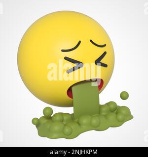 3D Emoji Emoticon Character Kotze, Übelkeit, Krankheit Stockfoto