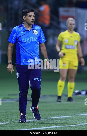 Sao Paulo, Brasilien. 23. Februar 2023. SP - Sao Paulo - 02/22/2023 - PAULISTA 2023, PALMEIRAS X BRAGANTINO - Palmeiras Coach Abel Ferreira während eines Spiels gegen Bragantino im Arena Allianz Parque Stadion für die Paulista Meisterschaft 2023. Foto: Marcello Zambrana/AGIF/Sipa USA Kredit: SIPA USA/Alamy Live News Stockfoto