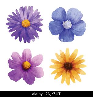 Blumen im Aquarellstil, isoliert auf weißem Hintergrund. Stock Vektor