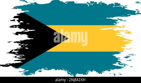 Farbbild des Grunge-Pinsels der Bahamas-Flagge, Vektor Stock Vektor