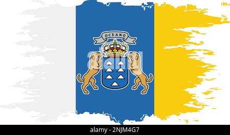 Kanarische Inseln Flagge Grunge Pinsel Farbbild, Vektor Stock Vektor