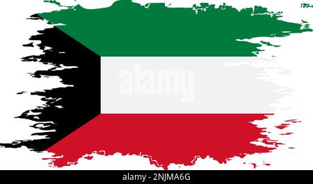 Farbbild des Grunge-Pinsels der Kuwait-Flagge, Vektor Stock Vektor