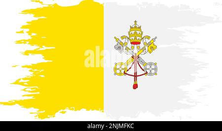 Grunge-Pinselfarbe der Vatikanischen Flagge, Vektor Stock Vektor