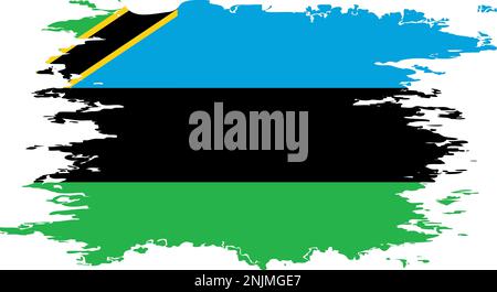 Zanzibar-Flagge Grunge Pinsel Farbbild, Vektor Stock Vektor