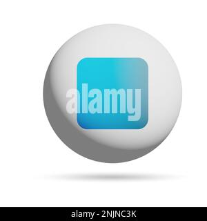 Stopp-3D-Symbol. Symbol für Musik-Player und Video-Player. Stockfoto