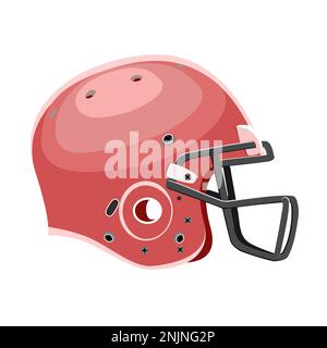 Fußballhelm Hartplastikschale mit einer Gesichtsmaske aus kunststoffbeschichteten Metallstangen und einem Kinnriemen, Vektorbild Stock Vektor