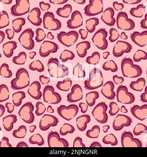 Nahtloses Vektormuster mit Herzen in flacher Technik Stock Vektor