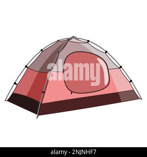 Camping-Leinenzelt in flacher Technik Vektordarstellung Stock Vektor