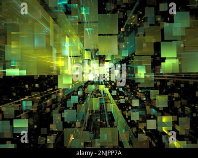 3-dimensionale grafische Gestaltungsstrukturen für die Themen Technik, Kommunikation, digitale Information Stockfoto