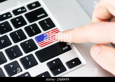 Computertastatur mit US-Flagge Stockfoto