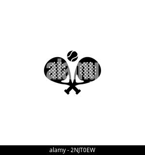 Logo von Padle Tennis. Paddelschläger und Ballsymbol auf weißem Hintergrund Stock Vektor