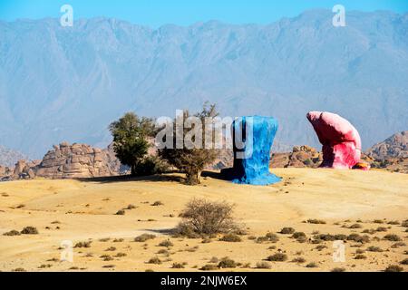 Afrika, Marokko, Provinz Tiznit, die „Blauen Steine“ des belgischen Künstlers Jean Vérame südlich der Stadt Tafraoute Stockfoto