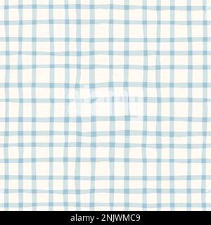 Aqua Watercolor Handgezeichnetes Cottagecore Gingham Vector Nahtloses Muster Stock Vektor