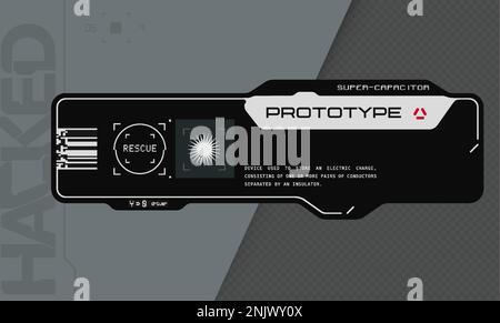 Cyberpunk-Aufkleber. Vektoraufkleber, Etikett im futuristischen Stil. Zeichen, Aufschriften und Symbole des GGB. Stock Vektor