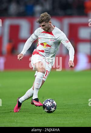 Leipzig, Deutschland. 22. Februar 2023. Fußball: Champions League, RB Leipzig - Manchester City, K.O.-Runde, Runde 16, erste Etappe in der Red Bull Arena. Leipzigs Timo Werner in Aktion. Kredit: Hendrik Schmidt/dpa/Alamy Live News Stockfoto