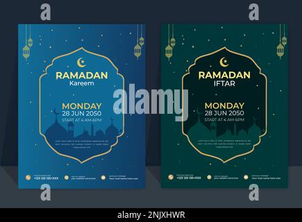 ramadan Flye-Vorlage. Für ifter praty. Ramadan-Verkauf in sozialen Medien und Marketing-Post. Bannervorlage für soziale Medien. Stock Vektor
