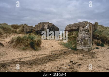 Alte deutsche Bunker in Utah Beach, Frankreich. Stockfoto