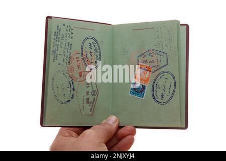 Einreisestempel im deutschen Pass von 1999, Ägypten, Ägypten Stockfoto