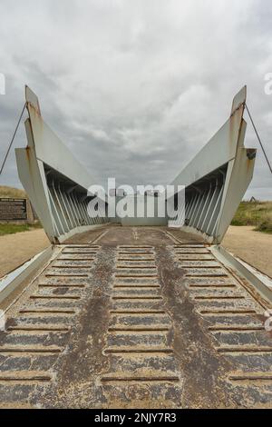 Higgins Boat Monument, am Landingsmusuem am Utah Beach, Normandie Frankreich. 6 Februar 2023. Stockfoto