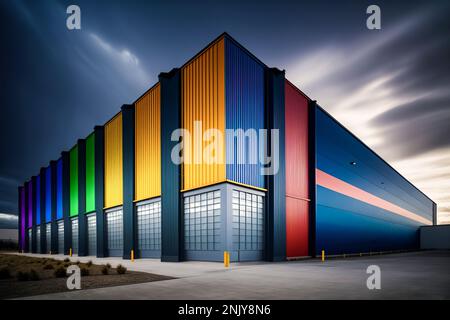 Das Rückgrat des globalen Handels: Außenansicht eines industriellen Lagers Stockfoto