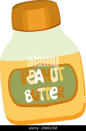 Erdnuss. Erdnussbutter. Glas Erdnussbutter. Vektordarstellung isoliert auf weißem Hintergrund. Stock Vektor