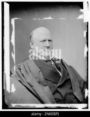 Porträt von Richter John Marshall Harlan, Associate Justice des Supreme Court der USA, aus der Library of Congress Brady-Handy Collection. Dieses Bild spiegelt seine einflussreiche juristische Karriere und Beiträge zur US-Rechtsprechung im 19. Jahrhundert wider. Stockfoto
