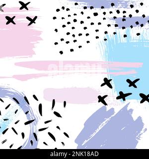 Handgezeichnetes Hipster-Muster im Vektor. Stylische geometrische Pinselstriche Fantasy-Druck. Speed Style-Kunst mit neutralem Hintergrund. Stock Vektor