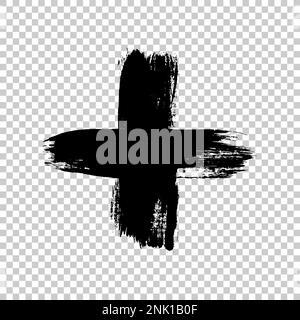 Handgezeichnetes Kreuz. Grunge Cross. Kreuz mit Pinselstrich auf isoliertem Hintergrund Stock Vektor
