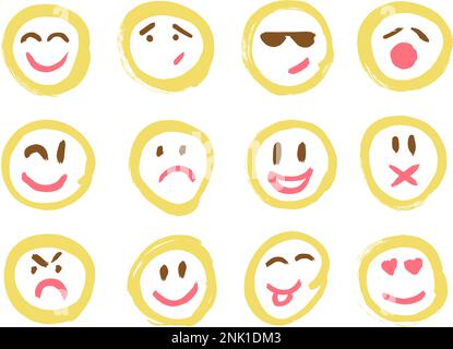 Satz Emoticons. Set von Emoji. Darstellung isolierter Vektoren auf weißem Hintergrund. Set von Emoticons zur Dekoration Ihrer Projekte. Sammlung von Uniq Stock Vektor