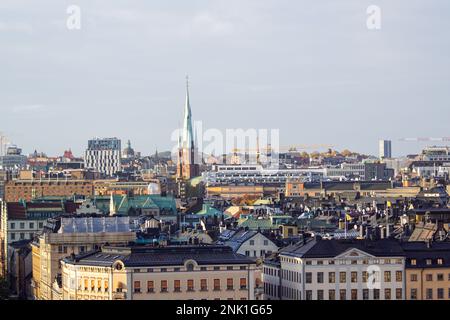 Erhöhte Ansicht von Gebäuden in der Stadt Stockfoto