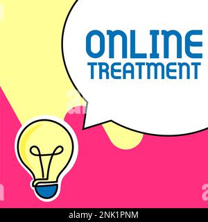 Text wird angezeigt Online-Bestrahlung wird geschrieben. Business-Showcase-Bereitstellung psychischer Gesundheitsberatung über das Internet Stockfoto
