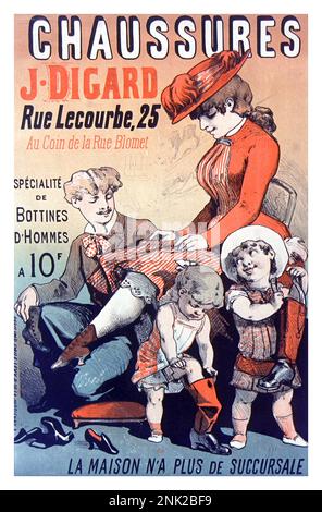 Viktorianisches Poster zur Illustration von Werbeanzeigen für Herren- und Damenbekleidung, ca. 1899 Stockfoto