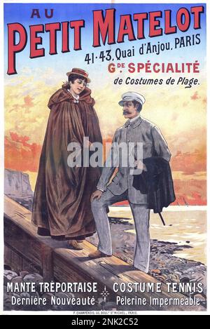 Viktorianisches Poster zur Illustration von Werbeanzeigen für Herren- und Damenbekleidung, ca. 1899 Stockfoto