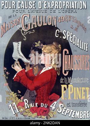 Viktorianisches Poster zur Illustration von Werbeanzeigen für Herren- und Damenbekleidung, ca. 1899 Stockfoto
