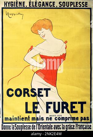 Viktorianisches Poster zur Illustration von Werbeanzeigen für Herren- und Damenbekleidung, ca. 1899 Stockfoto