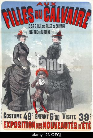 Viktorianisches Poster zur Illustration von Werbeanzeigen für Herren- und Damenbekleidung, ca. 1899 Stockfoto