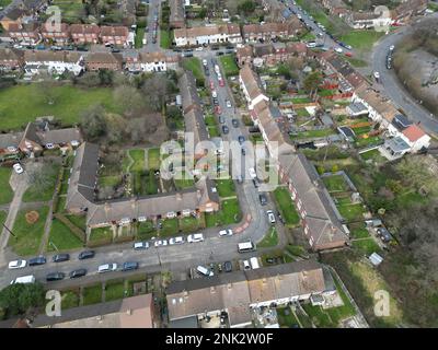 Debden Wohnsiedlung Essex UK Overhead Birds Eye View-Antenne Stockfoto