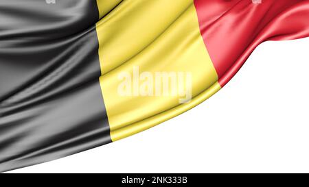 Belgische Flagge isoliert auf weißem Hintergrund, Abbildung 3D Stockfoto