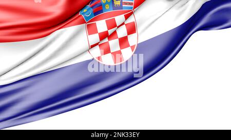 Kroatische Flagge isoliert auf weißem Hintergrund, Abbildung 3D Stockfoto