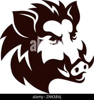 Logo-Design Mit Wildschweinkopf-Illustration Stock Vektor