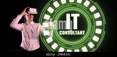 Conceptual Display IT Consultant. Das Konzeptfoto konzentriert sich darauf, Unternehmen bei der Verwaltung ihrer IT-Services zu beraten Stockfoto