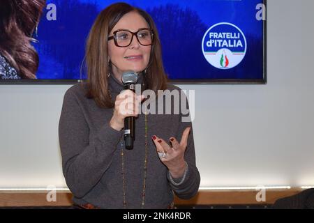 Die Tourismusministerin Daniela Garnero Santanchè in Rieti während eines Treffens in Monte Terminillo Stockfoto