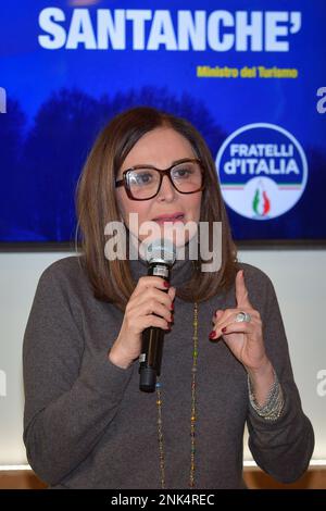 Die Tourismusministerin Daniela Garnero Santanchè in Rieti während eines Treffens in Monte Terminillo Stockfoto