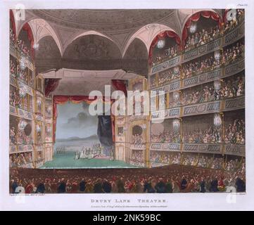 Drury Lane Theatre, London, alte Illustration von 1808 Stockfoto