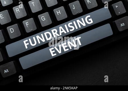 Handgeschriebenes Schild Fundraising Event. Ein Wort über eine Kampagne, deren Zweck es ist, Geld für eine Sache zu sammeln Stockfoto