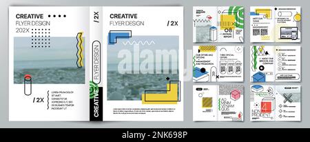 Entwurf des Jahresberichts, Broschüre mit Vektorvorlagen, Flyer. Kreative Vorlage mit geometrischen Formen und geometrischen Formen. Stock Vektor