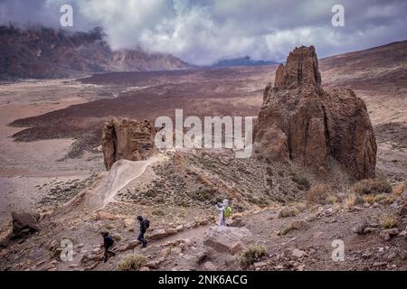 Los Roques de Garcia, vulkanische Felsformationen im Teide Nationalpark, Teneriffa, Kanarische Inseln, Spanien Stockfoto